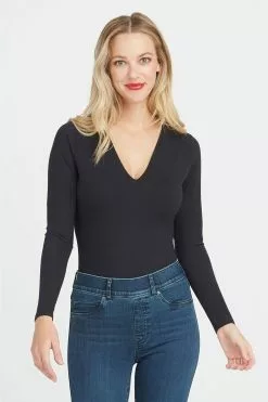 SPANX Body Mit V-Ausschnitt, Schwarz
