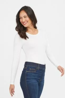 Spanx Suit Yourself Langärmeliger Body Mit U-Ausschnitt, Weiß -Spanx Verkaufsshop A32770s4