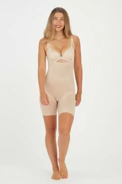 Spanx Thinstincts Mittellanger Body Mit Offener Brustpartie, Nude -Spanx Verkaufsshop U08956s4