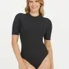 Spanx Suit Yourself Figurformender, Gerippter Body Mit Kurzen Ärmeln, Schwarz -Spanx Verkaufsshop U84801s