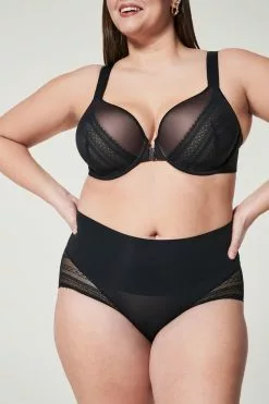 SPANX Undie Tectable Illusion Lace High Hipster Black Knickers